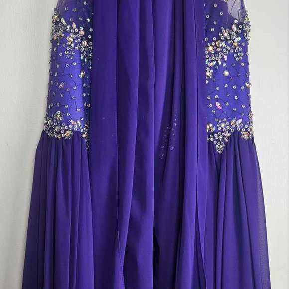 Charming Purple Prom/Grad Dress with Jewels and shawl, Size 14 - Picture 5 of 10